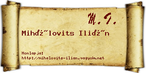 Mihálovits Ilián névjegykártya